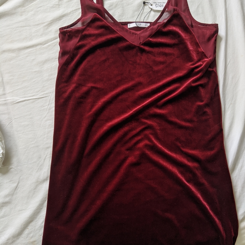 Mango Red velvet dress